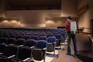 vacuuming aisle in theatre