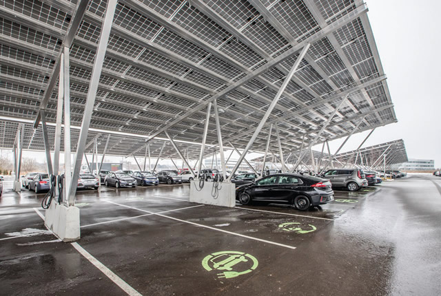 solar panels in parking lot