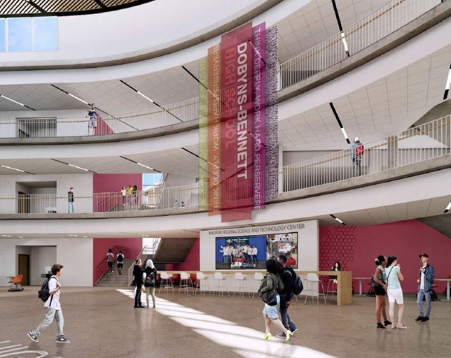 Tennessee's Dobyns-Bennett High School has opened a new three-story science and technology center that fronts the high school and adds more than 70,000 square feet.