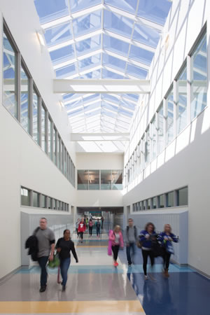 Student-Centered Designed hallway with daylighting windowed ceiling