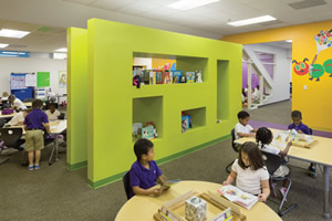 Fun and colorful elementary school classroom
