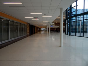 Interior high school hallway