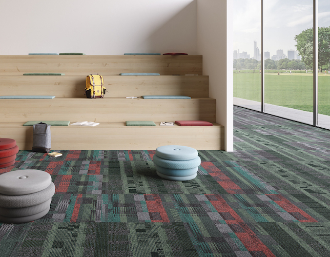 Campus is a Bauhaus-inspired collection of carpet tiles offering a range of patterns and tones for different spaces. 