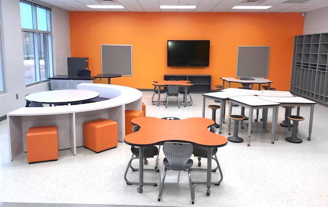Classroom with flexible furniture at West Rowan Elementary School. 