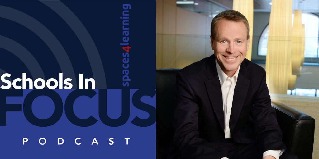 Schools In Focus Podcast logo and Stu Rothenberger