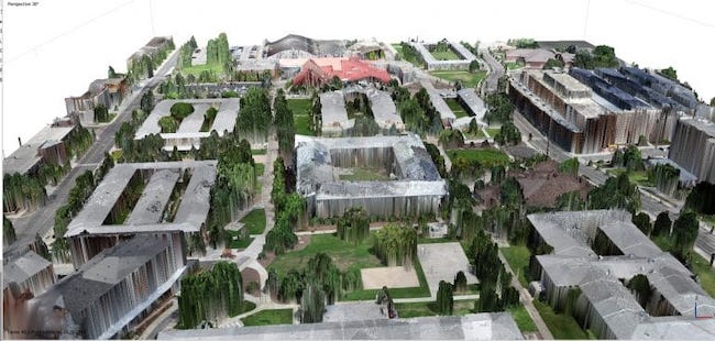 LIDaR map of a portion of the Northern Arizona University campus in Flagstaff. 