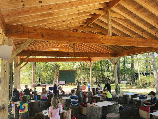 Outdoor learning pavilion at Linden Waldorf School in Nashville, TN. 