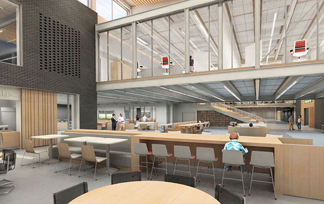After voters approved a bond in 2016 and after years of planning and design, Minnesota’s Sartell High School will open on Sept. 3. The nearly $90 million project features open common spaces, classrooms with floor-to-ceiling windows, small-group and large-group work spaces, as well as dedicated labs to create digital media projects. 