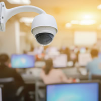 school security camera monted on wall