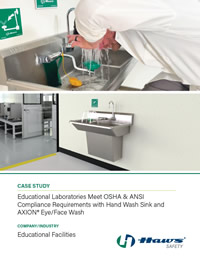 Educational Laboratories Meet OSHA & ANSI Compliance Requirements with Hand Wash Sink and AXION Eye/Face Wash