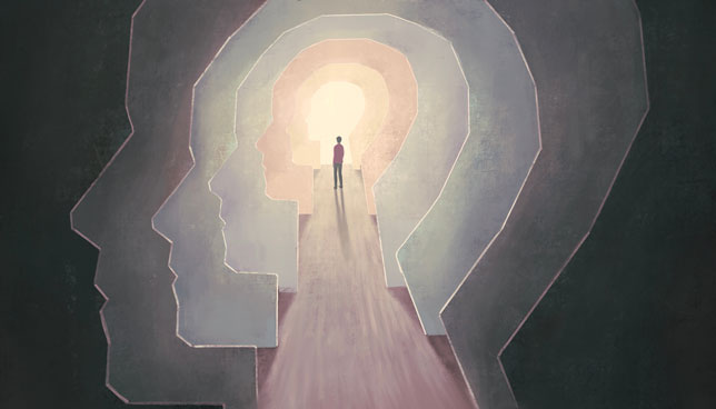 concentric silhouettes of a human head