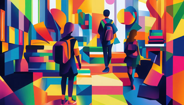 Geometric abstract school illustration