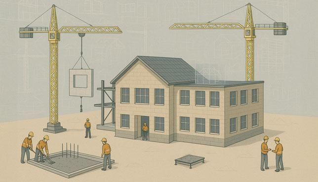 illustration of a school building under construction