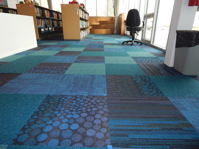Carrie Busey Elementary School library carpet tile. Credit: Scott Berman