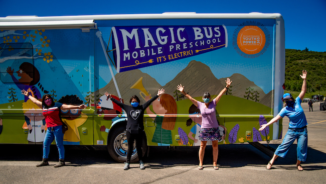 Vail Valley Foundation’s YouthPower365, along with Winnebago’s Specialty Vehicle Division, unveiled an all-electric, emission-free vehicle called the “Magic Bus” Mobile Preschool. 
