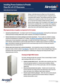 Installing Proven Solutions to Provide Clean Air in K-12 Classrooms